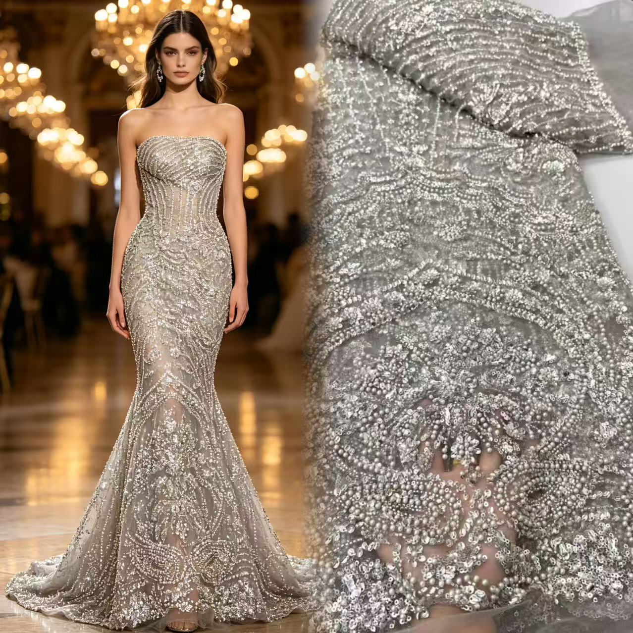 Glitter Tablecloth - Luxury French Tulle Net Lace with