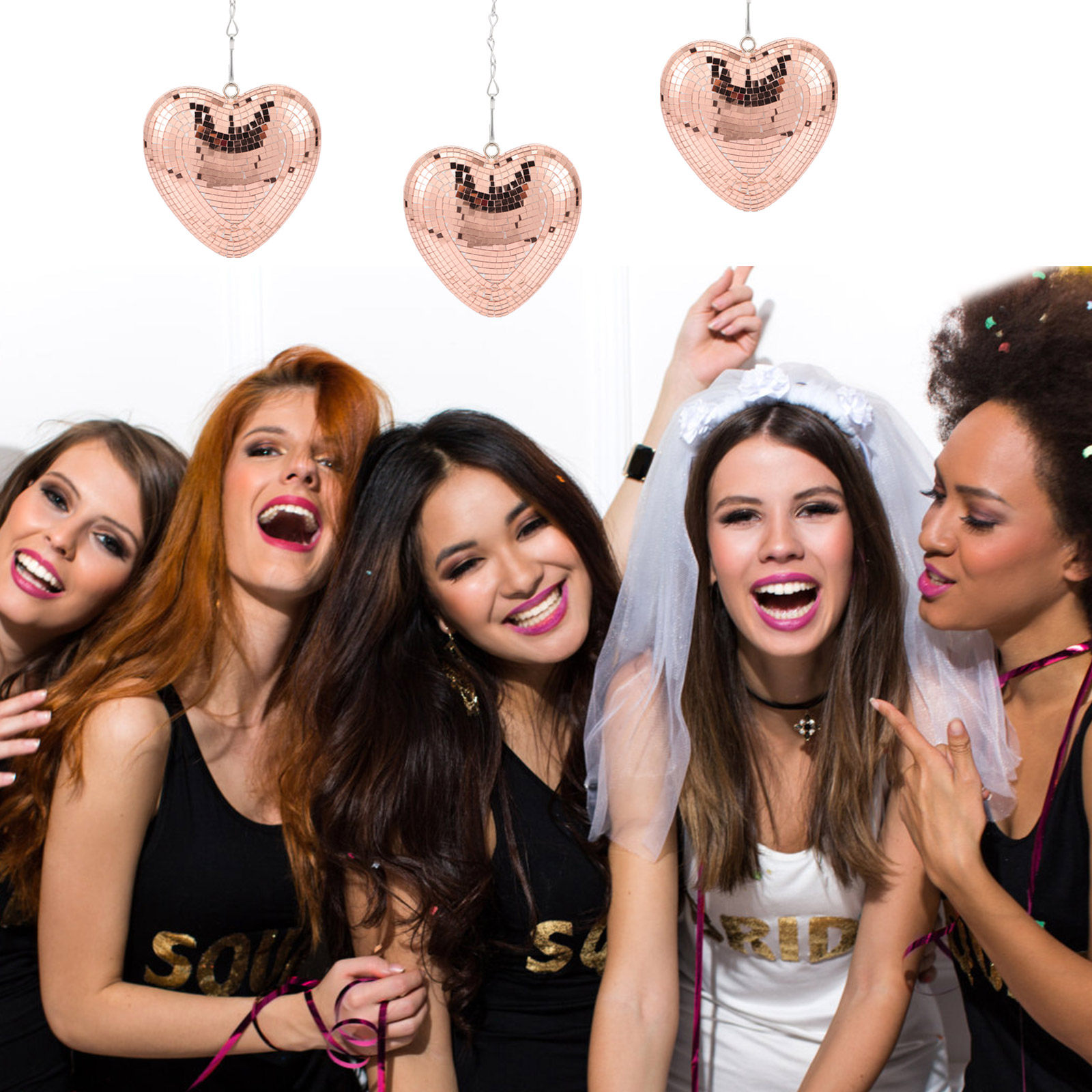 Hanging Heart Disco Ball Decor - огляд і ціна Event Party Shop