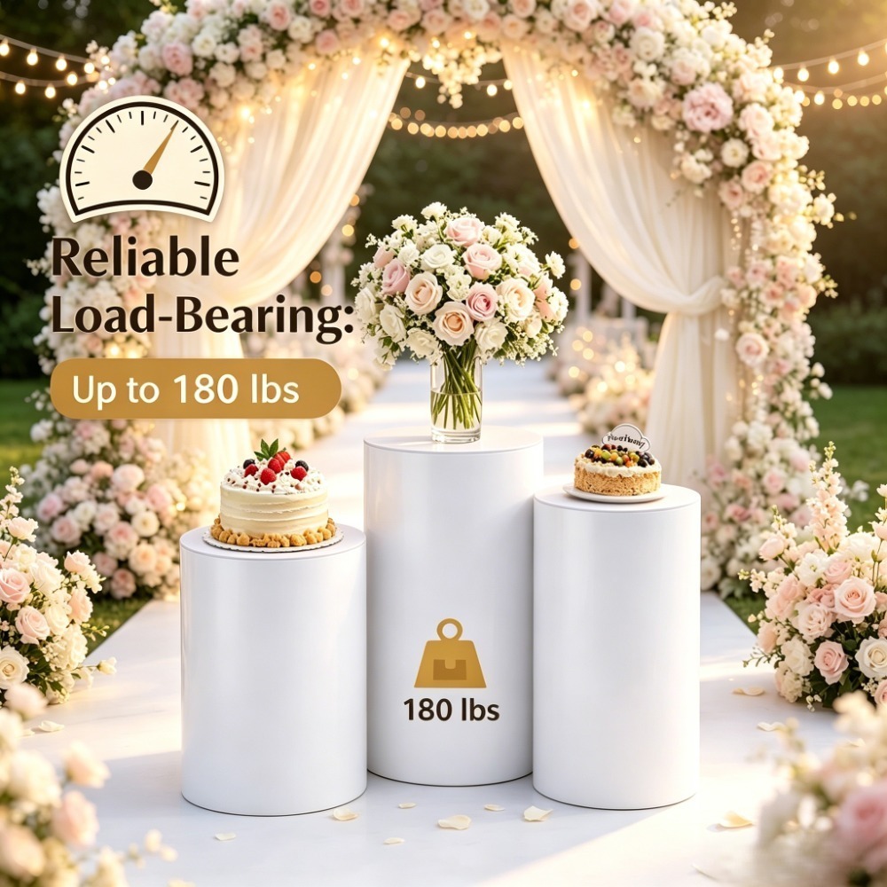 3/5Pcs White Cylinder Pedestal - огляд і ціна Dessert Table Backdrop