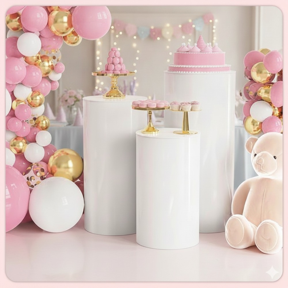 3/5Pcs White Cylinder Pedestal - огляд і ціна Dessert Table Backdrop