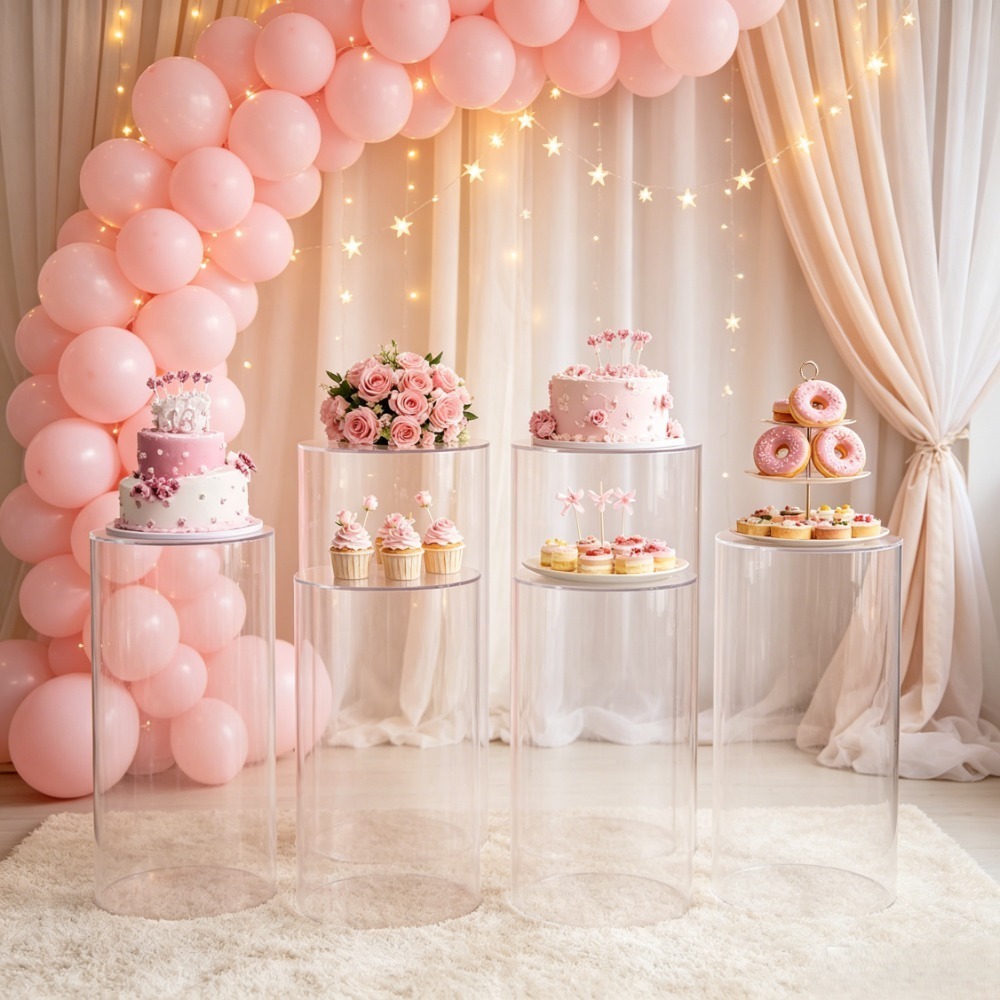 3/5Pcs White Cylinder Pedestal - огляд і ціна Dessert Table Backdrop