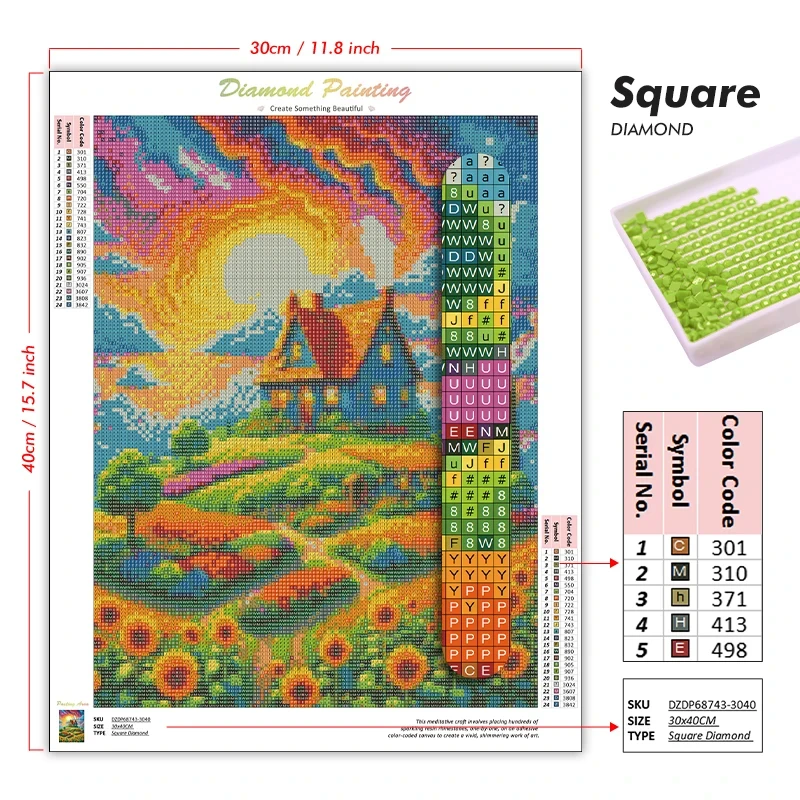 Diamond Painting Flower Field  - огляд і ціна Paper Straw Color