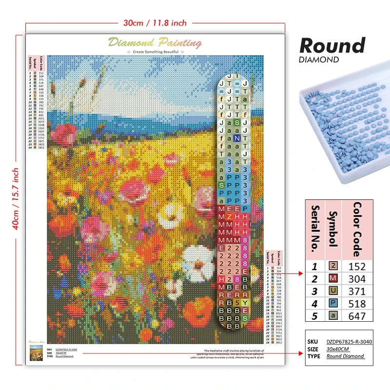 Diamond Painting Flower Field  - огляд і ціна Paper Straw Color