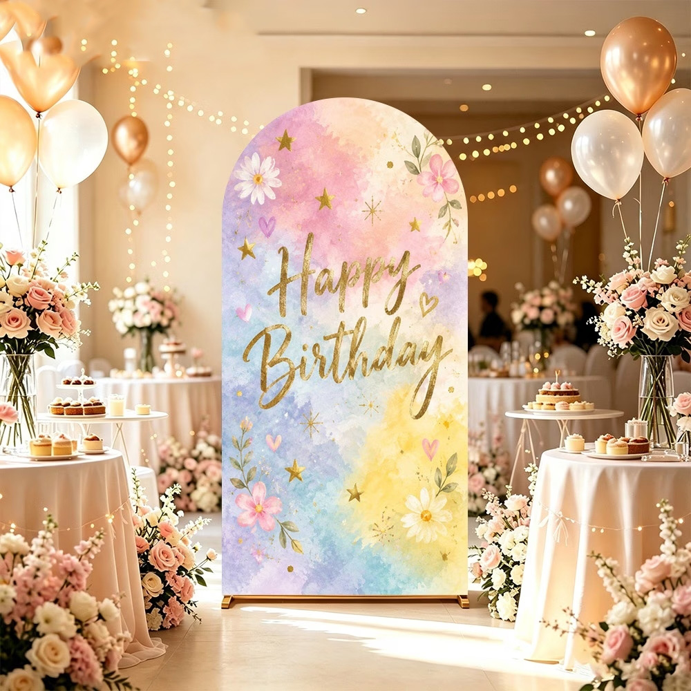 Custom 2-sided Floral Watercol - огляд і ціна Dessert Table Backdrop