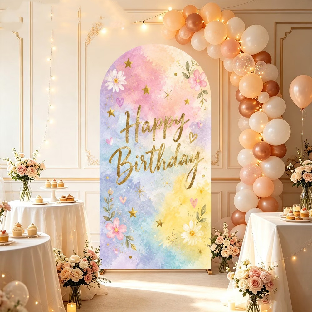 Custom 2-sided Floral Watercol - огляд і ціна Dessert Table Backdrop