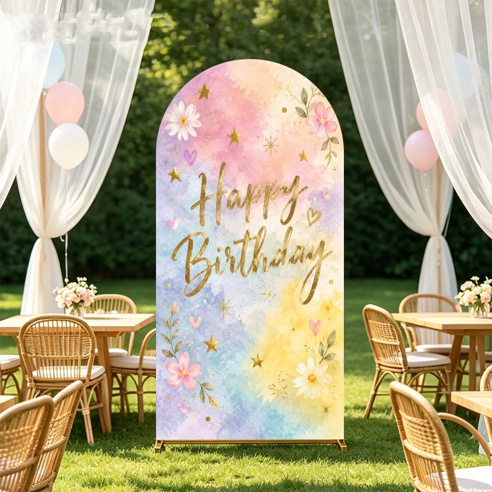 Custom 2-sided Floral Watercol - огляд і ціна Dessert Table Backdrop